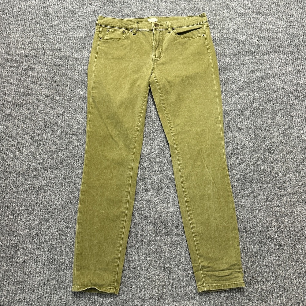 J. Crew Stretch Womens Jeans Size 28 Olive Green Denim Stretch Low‎ Rise
